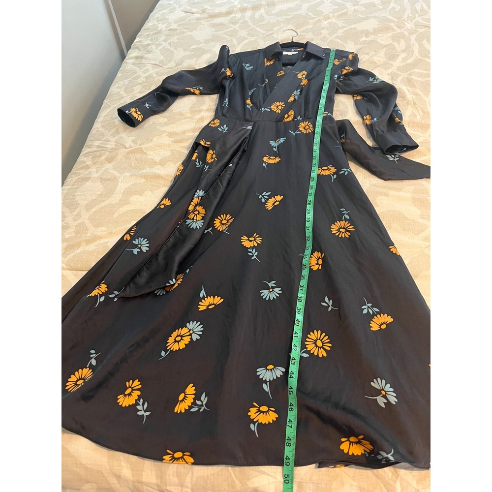 Equipment Femme Vivienne Silk Midi Dress Smokey Blue Floral Daisy size 6 - Picture 9 of 15